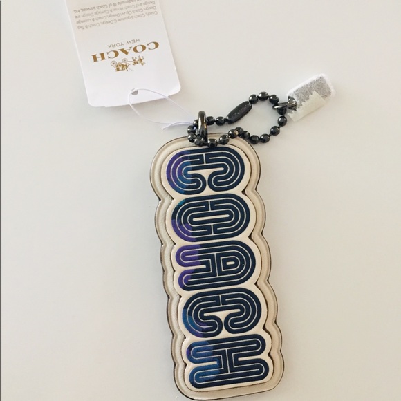 Coach Keychain FOB Bag Charm Signature Large 4” Retro Neon Sign Coach Hangtag - Picture 2 of 8